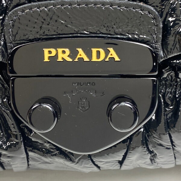 1000062159301 13 Prada Chain Shoulder Enamel Shoulder Bag Patent Leather Nero