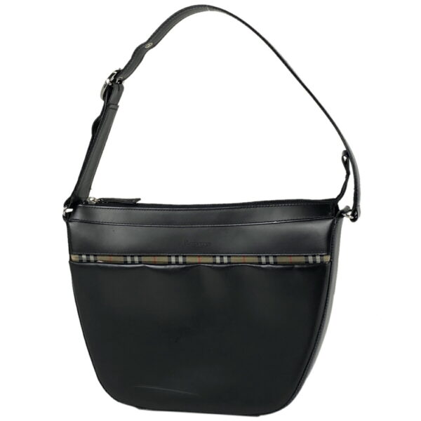 1000062313833 11 Burberry Leather Plaid Shoulder Bag Black