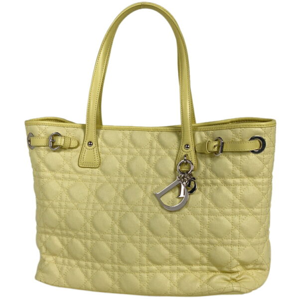 1000062511819 11 Christian Dior Panarea Canvas Cannage Tote Handbag Yellow