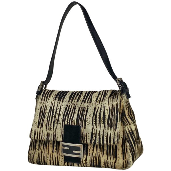 1000062967760 11 FENDI Zucca Shoulder Bag Mamma Bucket Zebra Pattern Harako White Black