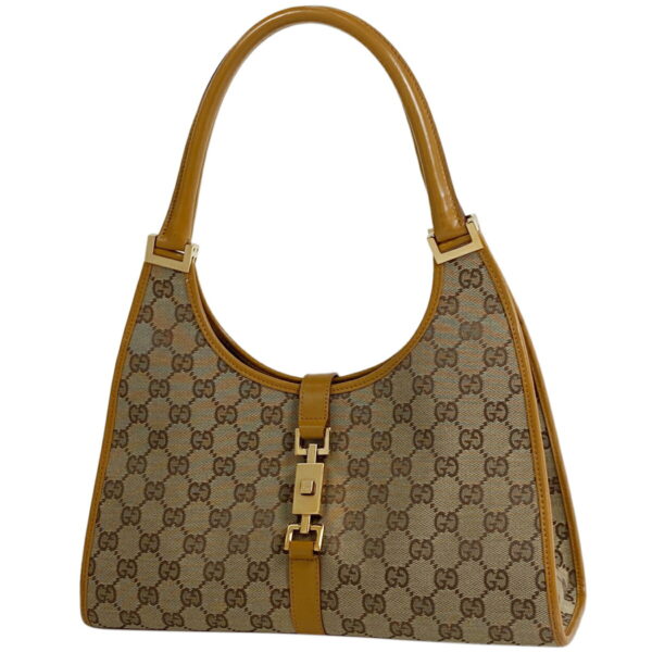 1000063076584 11 Gucci GG Pattern Jackie Line Handbag GG Canvas Brown