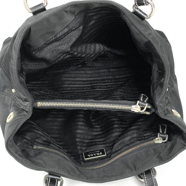 1000063227665 16 PRADA Plate Tote Handbag Nylon Nero