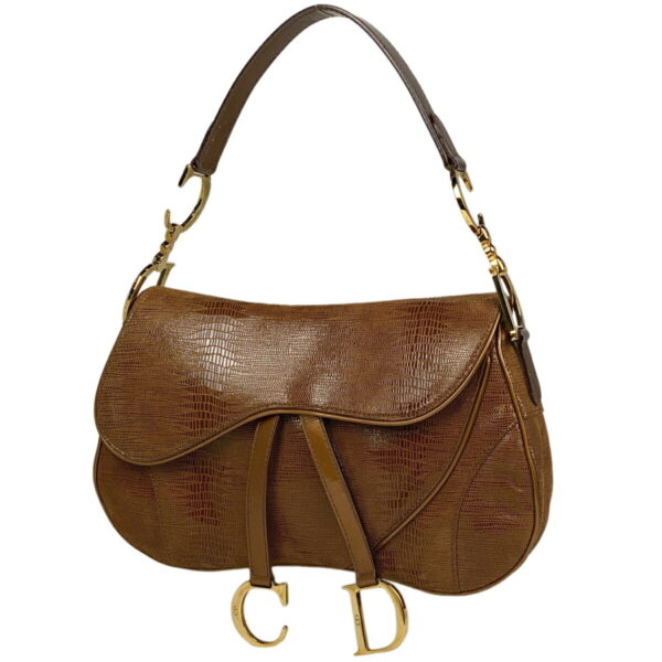 1000063233413 11 Christian Dior Saddle Leather Shoulder Bag Brown