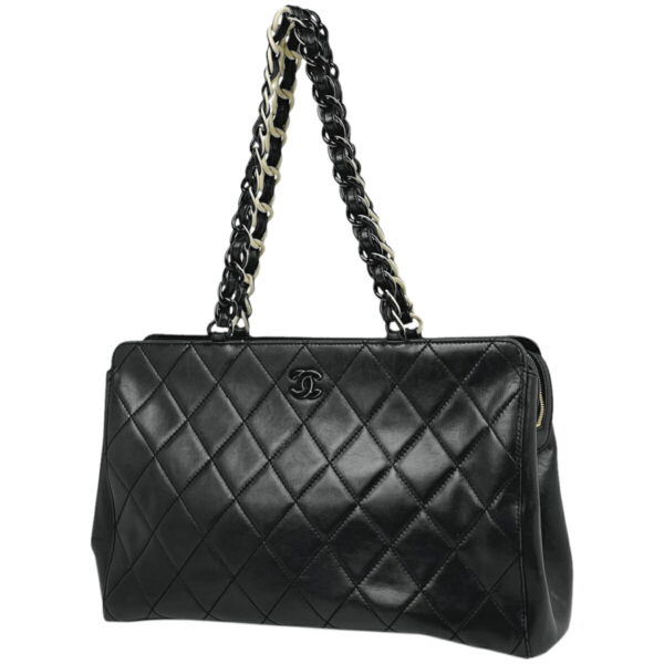 1000063635590 11 Chanel Cocomark Chain Tote Shoulder Bag Leather Black