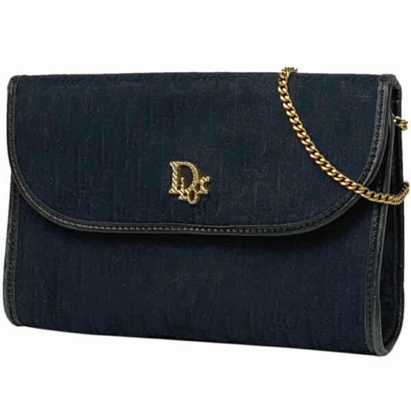 1000063638195 11 Christian Dior Trotter Pattern Canvas 2WAY Clutch Shoulder Bag Navy