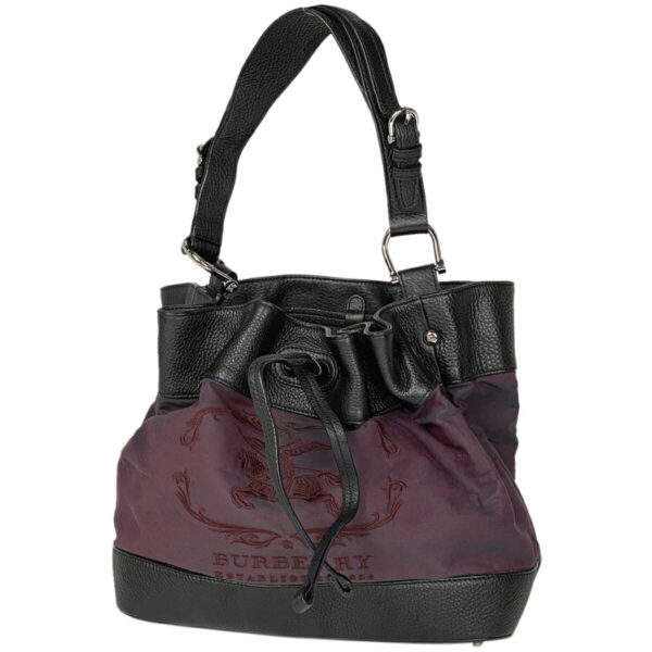 1000063650319 11 Burberry Leather Shoulder Drawstring Embroidery Shoulder Bag Black Bordeaux