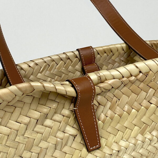 1000063843810 15 Celine Medium Triomphe Pannier Raffia Basket Tote Tan Brown