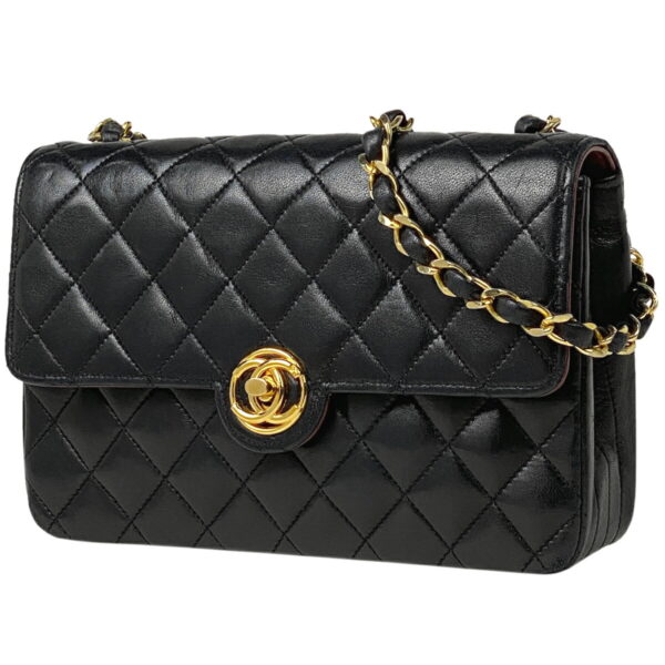 1000064069035 11 Chanel Coco Mark Chain Matelasse Mademoiselle Shoulder Bag Leather Black