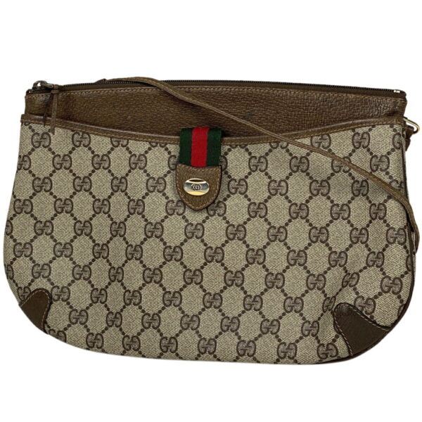 1000064133750 11 Gucci GG Pattern Sherry Line Shoulder Bag Canvas Brown Green Red