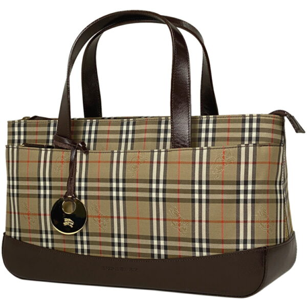 1000064345276 11 Burberry Plaid Canvas Handbag Brown