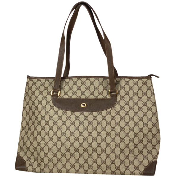 1000064371206 11 Gucci GG Pattern Gucci Tote Bag Canvas Brown Beige