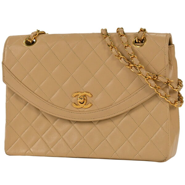 1000064399149 01 Chanel Coco Mark Chain CC Matelasse Shoulder Bag Leather Beige