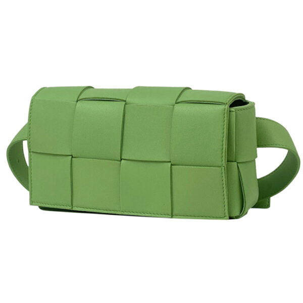 1000064725634 11 Bottega Veneta Cassette Maxi Intrecciato Leather Mini Waist Body Bag Green