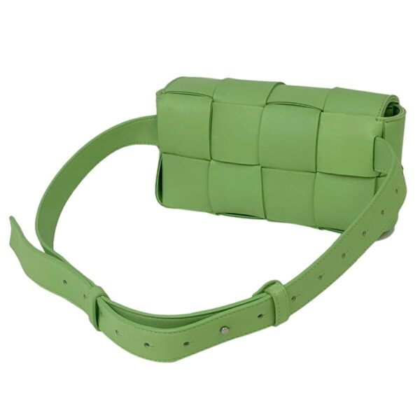 1000064725634 12 Bottega Veneta Cassette Maxi Intrecciato Leather Mini Waist Body Bag Green