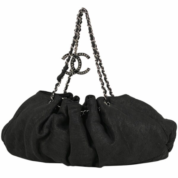 1000064876541 11 Chanel Coco Mark Chain Drawstring Charm Shoulder Bag Black