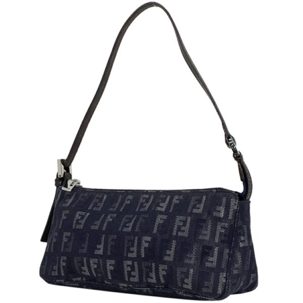 1000064884614 11 FENDI Zucchino Pattern Handbag Accessory Pouch Denim Canvas Navy