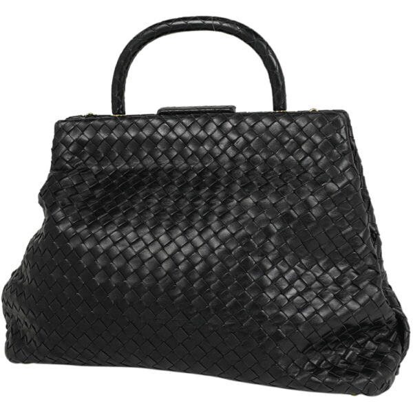 1000064887691 11 Bottega Veneta Intrecciato Nappa Clasp Leather Handbag Black