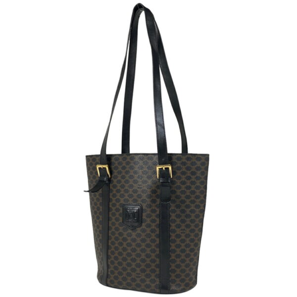 1000064899793 11 Celine Macadam Pattern Bucket Canvas Tote Shoulder Bag Black