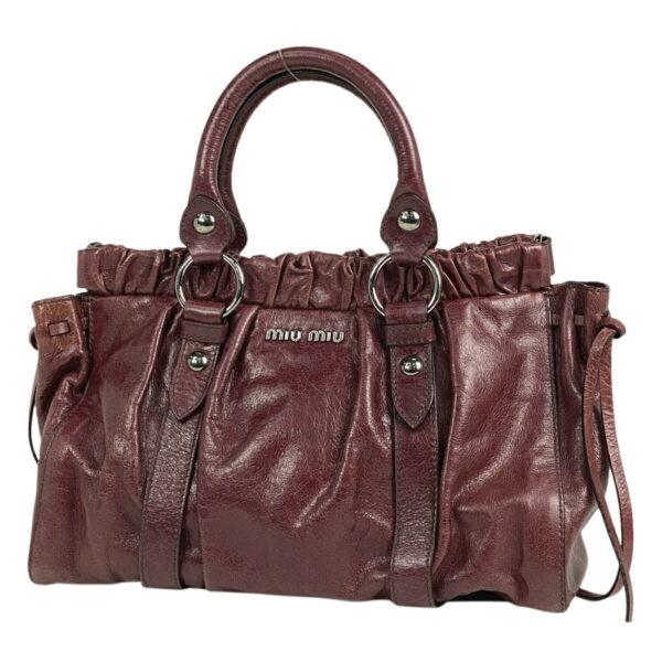 1000065089261 11 Miu Miu Tote Bag 2Way Gathered Shoulder Bag Leather Bordeaux