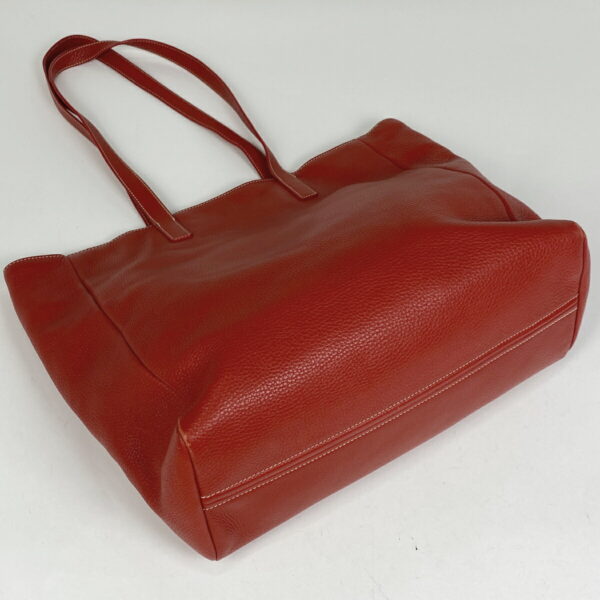 1000065191506 12 Prada Plate Tote Shoulder Bag Leather Red