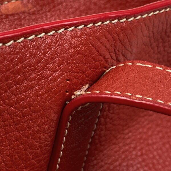 1000065191506 14 Prada Plate Tote Shoulder Bag Leather Red