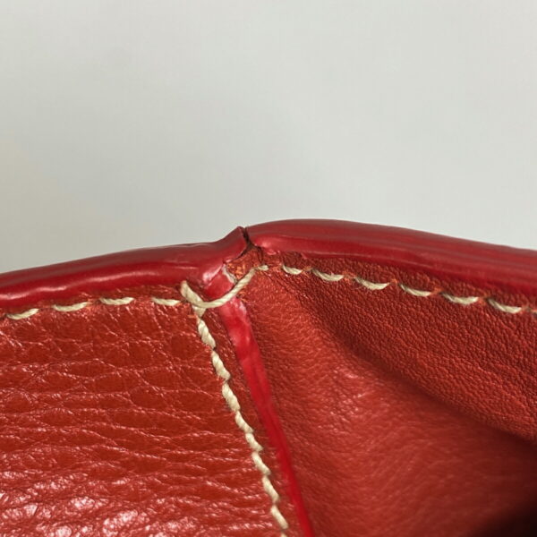 1000065191506 16 Prada Plate Tote Shoulder Bag Leather Red