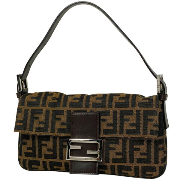 1000065195054 11 FENDI Zucca Pattern Mamma Baguette Shoulder Bag Leather Brown