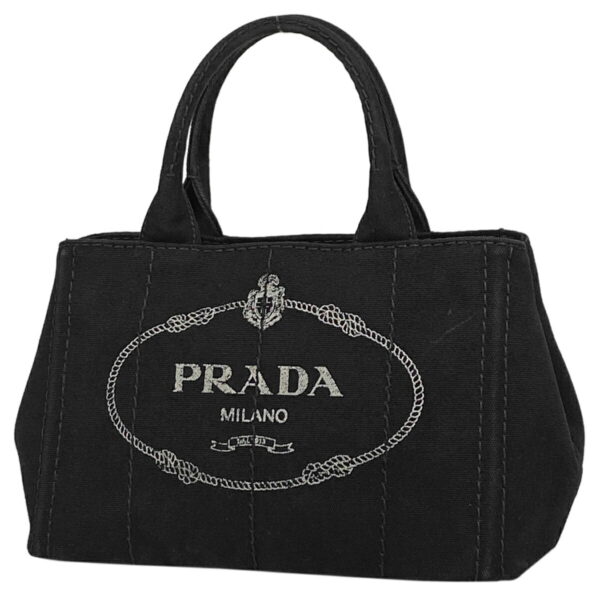 1000065197812 11 PRADA Canapa 2WAY Shoulder Handbag Tote Bag Canvas Nero