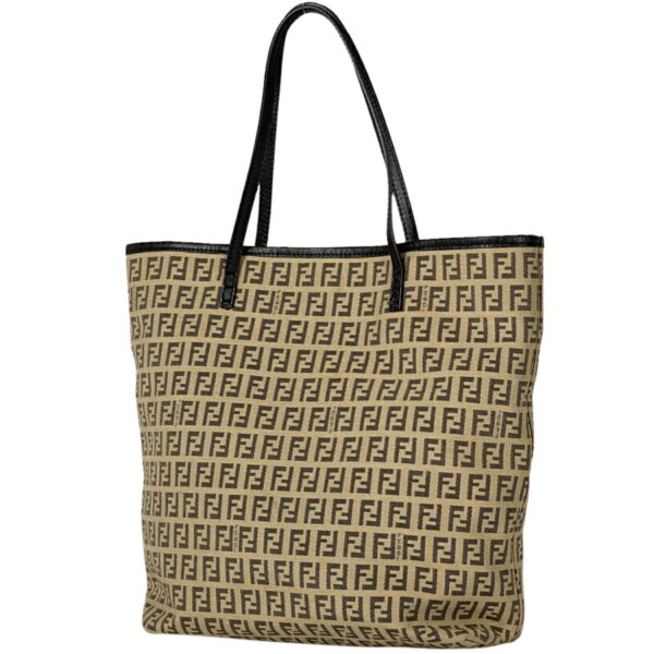 1000065267768 11 FENDI Zucchino Pattern Tote Bag Canvas Beige Black