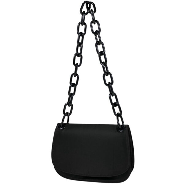 1000065268260 11 PRADA Plate Chain Shoulder Bag Nylon Nero