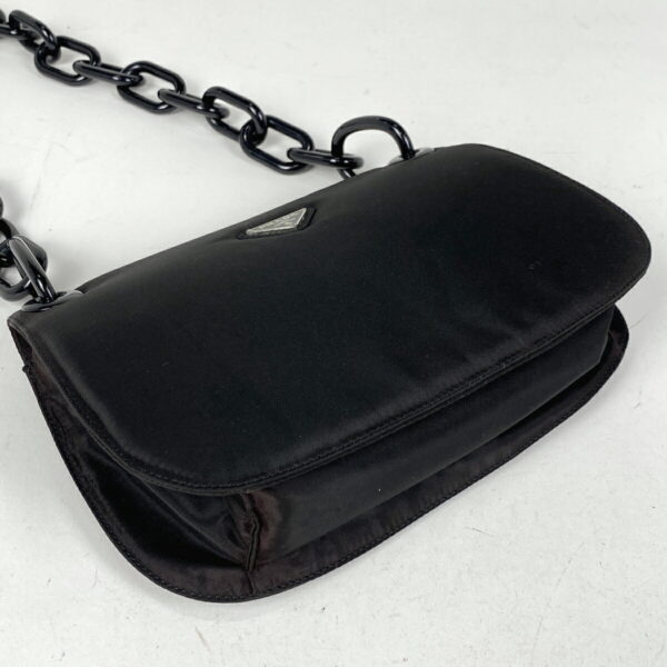 1000065268260 12 PRADA Plate Chain Shoulder Bag Nylon Nero