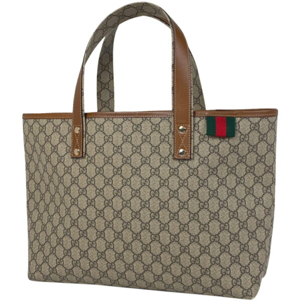 1000065287902 11 Gucci GG Pattern Sherry Line Tote Bag Canvas Beige Brown