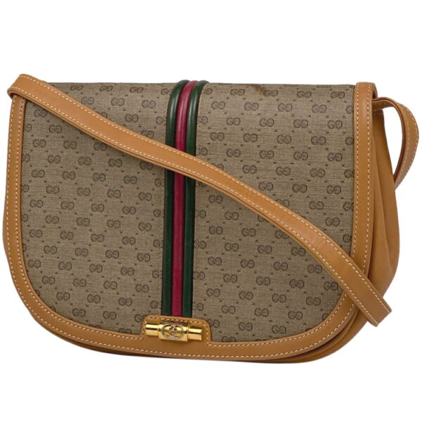 1000065295358 11 Gucci Micro GG Sherry Line Shoulder Bag Canvas Beige