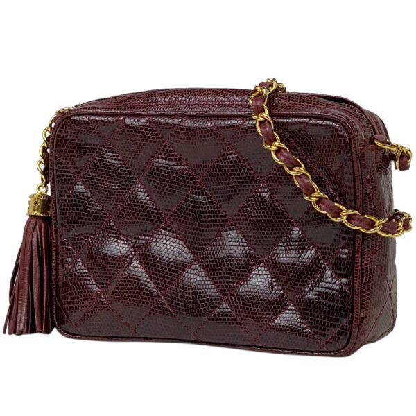 1000065314066 11 Chanel Fringe Chain Tassel Matelasse Shoulder Bag Lizard Bordeaux