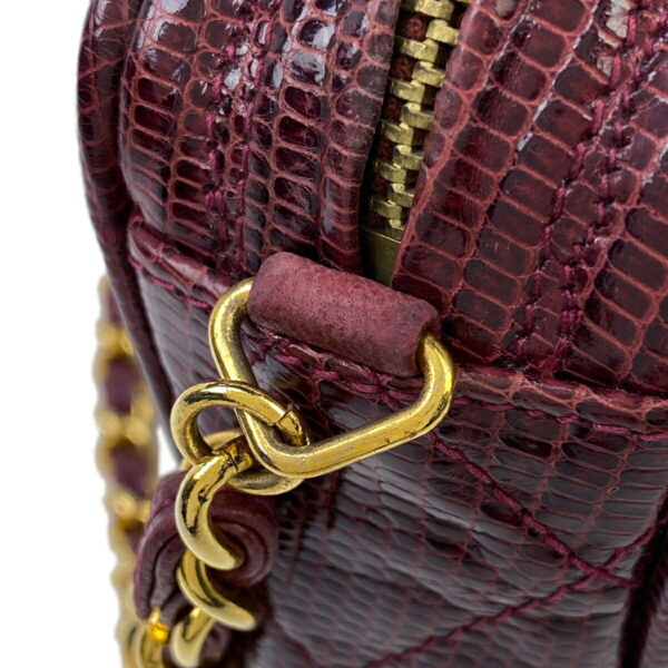 1000065314066 15 Chanel Fringe Chain Tassel Matelasse Shoulder Bag Lizard Bordeaux