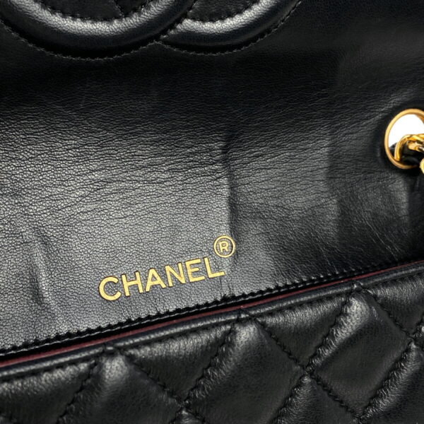 1000065525776 18 Chanel Coco Mark Chain Single Flap Mademoiselle Shoulder Bag Leather Black