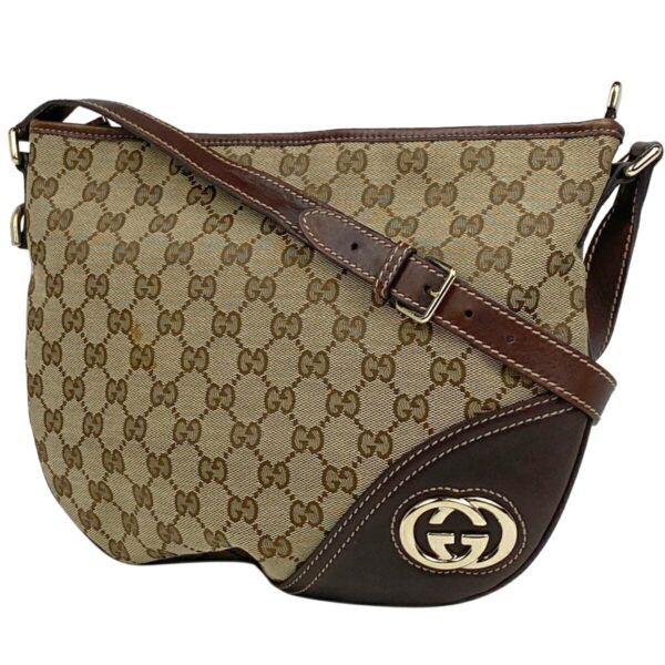 1000065565062 11 Gucci GG Pattern Crossbody Shoulder Bag GG Canvas Brown