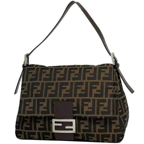 1000065570776 11 FENDI Zucca Pattern Mamma Baguette Shoulder Canvas Brown