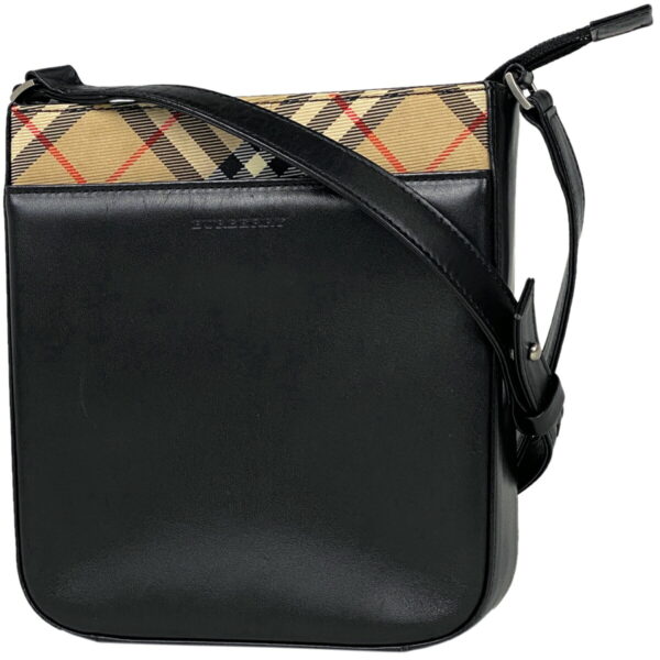 1000065586081 11 Burberry Plaid Leather Shoulder Bag Black