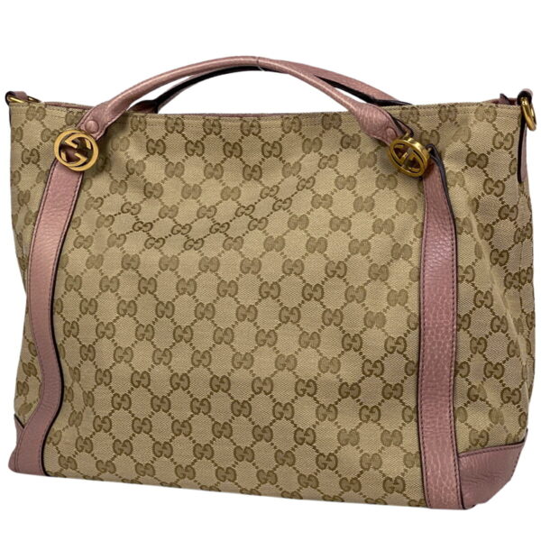 1000065616030 11 Gucci GG Pattern 2WAY Tote Bag GG Canvas Beige Pink