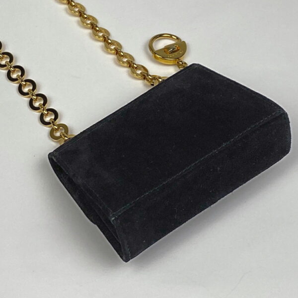 1000065804680 12 Salvatore Ferragamo Gancini Mini Suede Chain Shoulder Bag Black