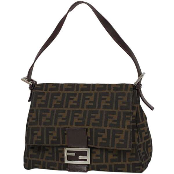 1000065813743 11 FENDI Zucca Pattern Shoulder Bag Shoulder Mamma Baguette Canvas Brown