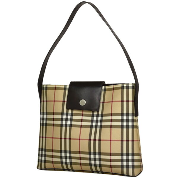 1000065823421 11 Burberry Plaid Canvas Shoulder Bag Beige Black