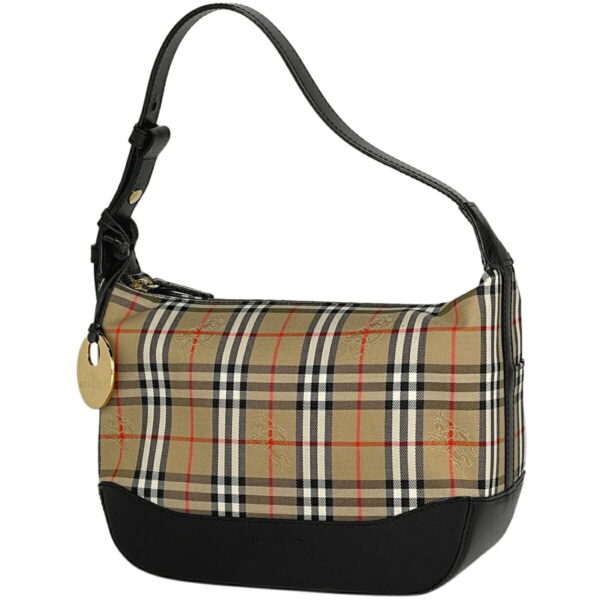 1000066301546 11 Burberry Plaid Canvas Shoulder Handbag Beige Black