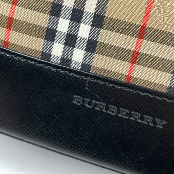 1000066301546 13 Burberry Plaid Canvas Shoulder Handbag Beige Black