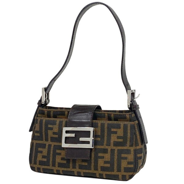 1000066315963 11 FENDI Zucca Pattern Handbag Shoulder Bag Canvas Brown