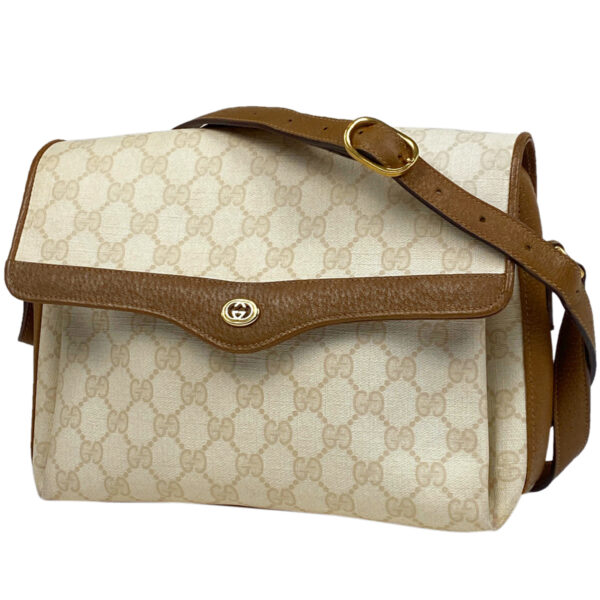 1000066318988 11 Gucci GG Pattern Crossbody Shoulder Bag Canvas White Brown