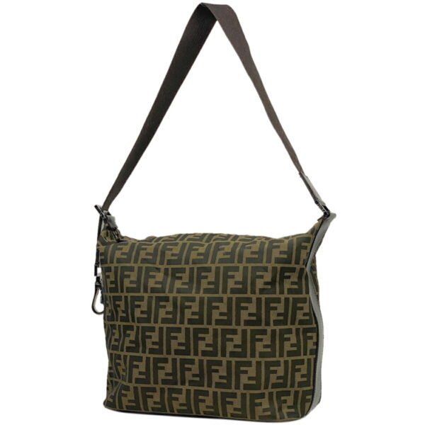 1000066319725 11 FENDI Zucca Pattern Diagonal Shoulder Bag Canvas Brown