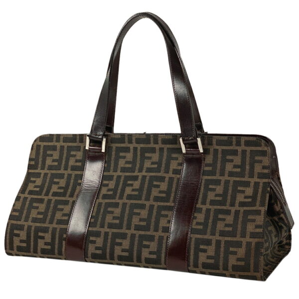 1000066328888 11 FENDI Zucca Pattern Handbag Canvas Brown