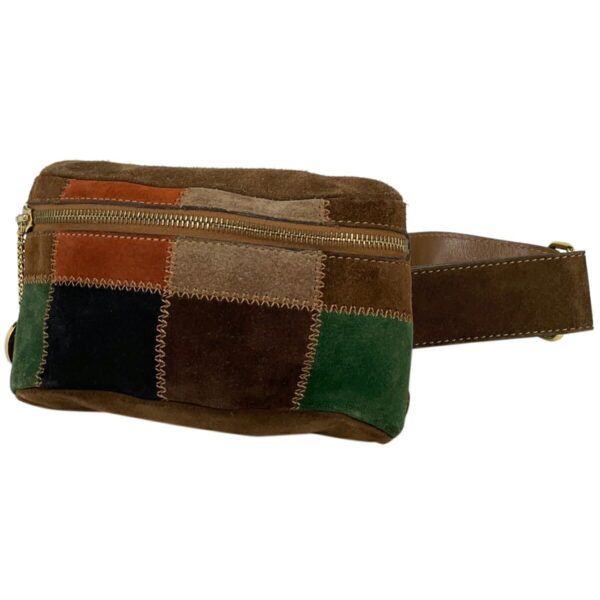 1000066407767 11 Celine Suede Waist Pouch Circle Patchwork Body Bag Brown Multicolor